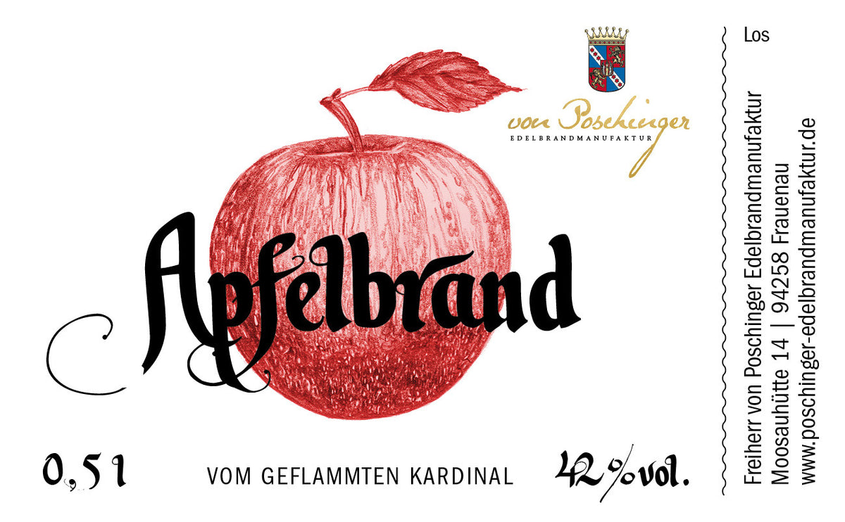 Apfelbrand vom Geflammten Kardinal 42 % 0,5 Liter in der Box