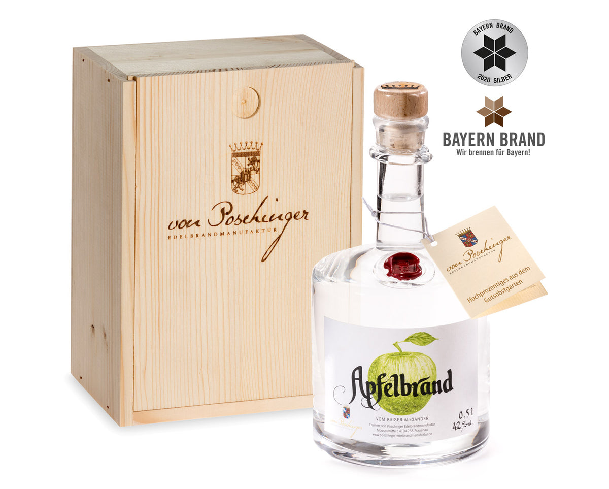 Apfelbrand vom Kaiser Alexander 42 % 0,5 Liter in der Box