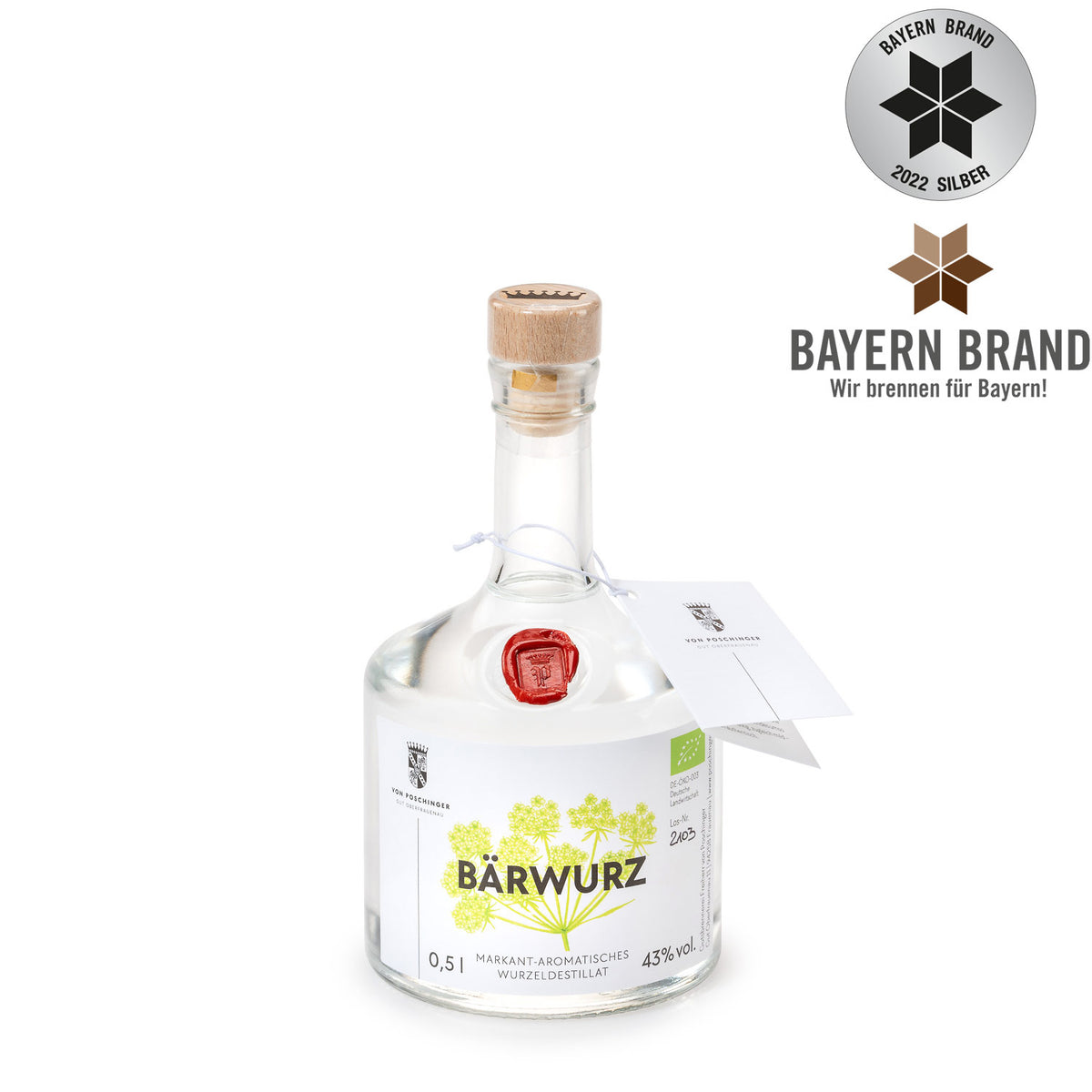 Bärwurz markant-aromatisches Wurzeldestillat 43 % 0,5 Liter