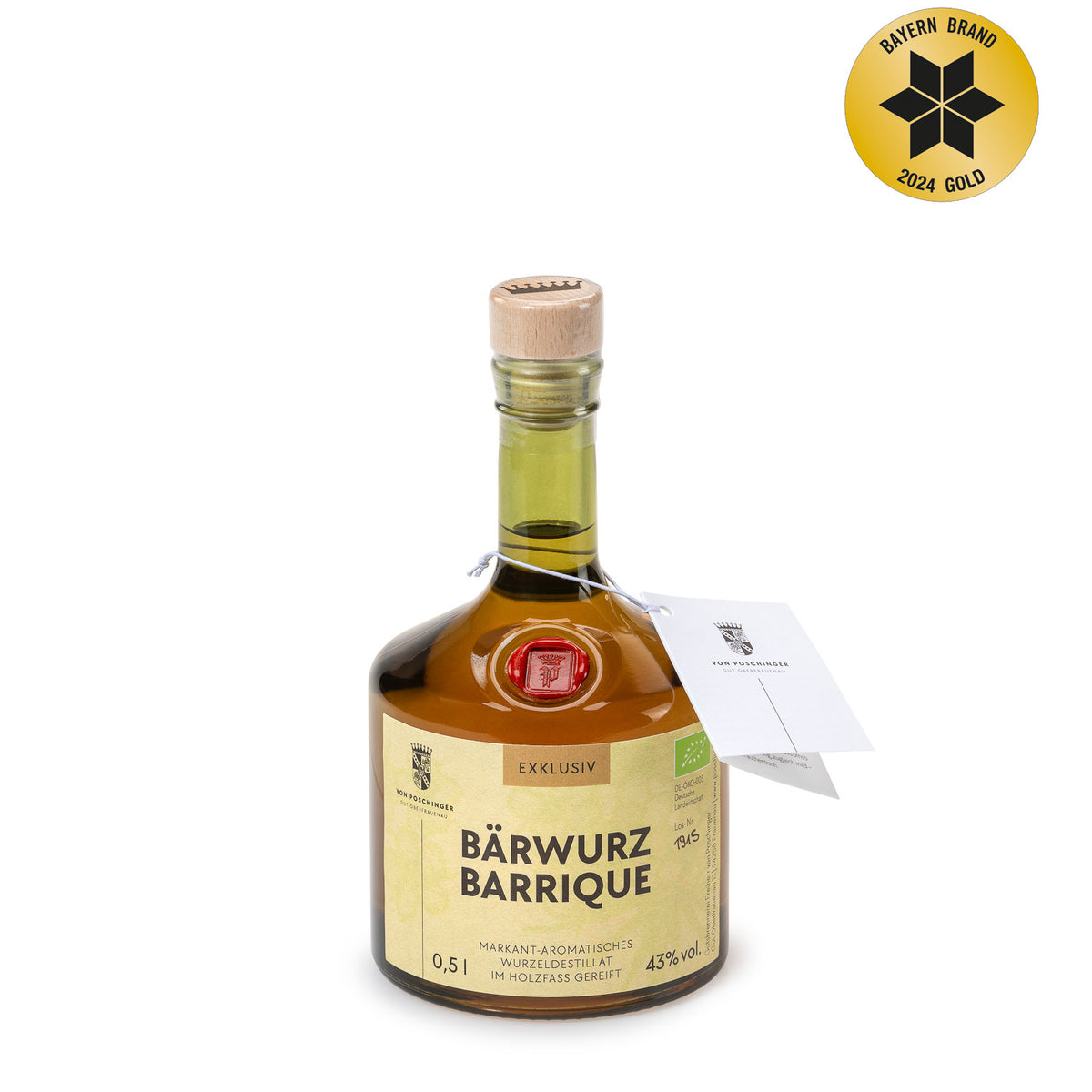 Bio Bärwurz Barrique Markant-aromatisches Wurzeldestillat ausgebaut im Barriquefass 43 % 0,5 Liter