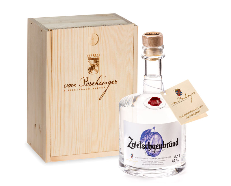 Zwetschgenbrand von der Oberfrauenauer Hauszwetschge 42 % 0,5 Liter in der Box